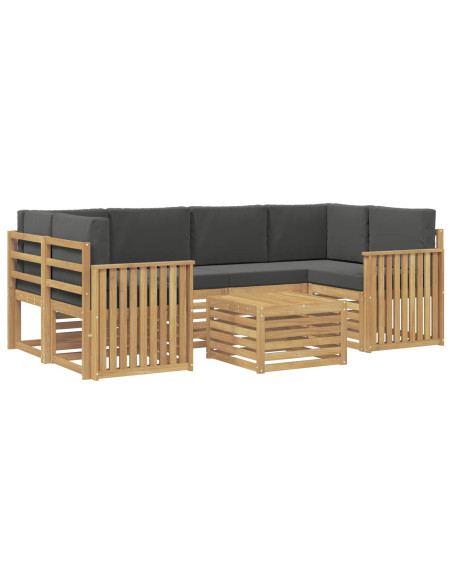 Set di divani da esterno 7 pcs Bianco e Antracite Poliestere