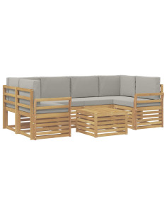 Set di divani da esterno 7 pcs Bianco e Grigio Chiaro 2
