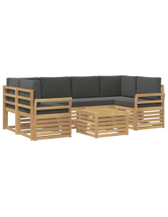 Set di divani da esterno 7 pcs Bianco e Antracite Poliestere 2