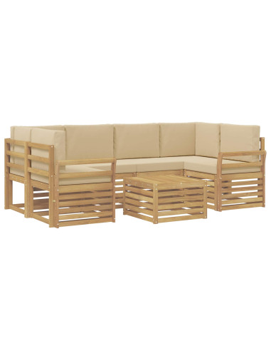 Set di divani da esterno 7 pcs Bianco e Beige Poliestere