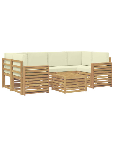Set di divani da esterno 7 pcs Bianco e Crema Poliestere
