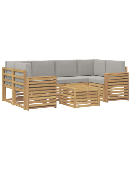 Set di divani da esterno 7 pcs Bianco e Grigio Chiaro