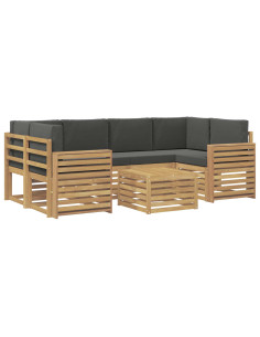 Set di divani da esterno 7 pcs Bianco e Antracite Poliestere 2