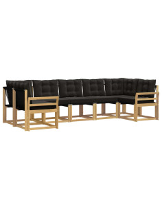 Set di divani da esterno con cuscino 7 pcs Bianco e Nero 2