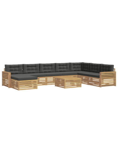 Set di divani da esterno 9 pcs Bianco e Antracite