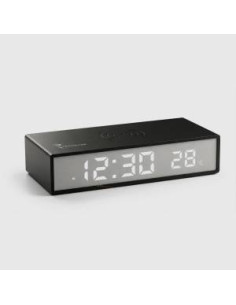 Techmade Clock Sveglia con Ricarica Wireless Smartphone 15W Nera