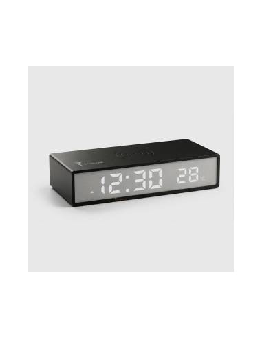 Techmade Clock Sveglia con Ricarica Wireless Smartphone 15W Nera