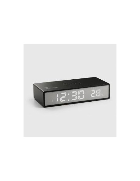 Techmade Clock Sveglia con Ricarica Wireless Smartphone 15W Nera