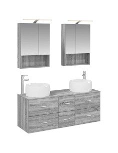 Set di mobili per il bagno 5 pcs Sonoma grigio