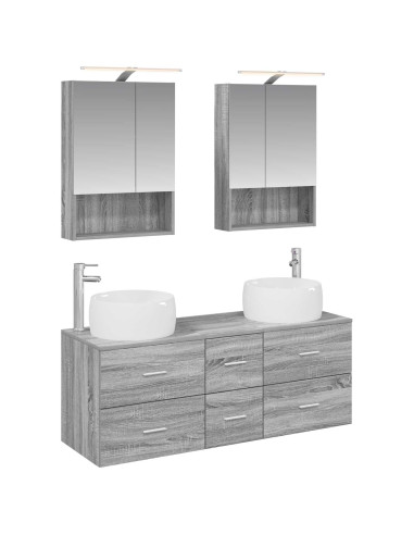 Set di mobili per il bagno 5 pcs Sonoma grigio