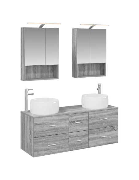 Set di mobili per il bagno 5 pcs Sonoma grigio