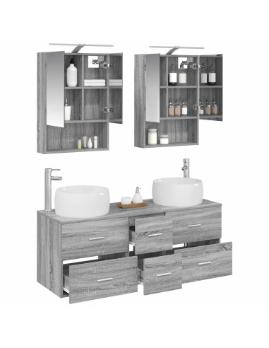 Set di mobili per il bagno 5 pcs Sonoma grigio