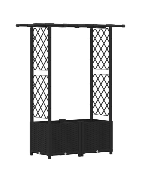 Letto Rialzato con Griglia e Tetto Nero 124,5 x 40 x 138 cm PP