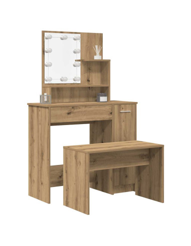 Set Toeletta con LED Rovere Artigianale in Legno Multistrato