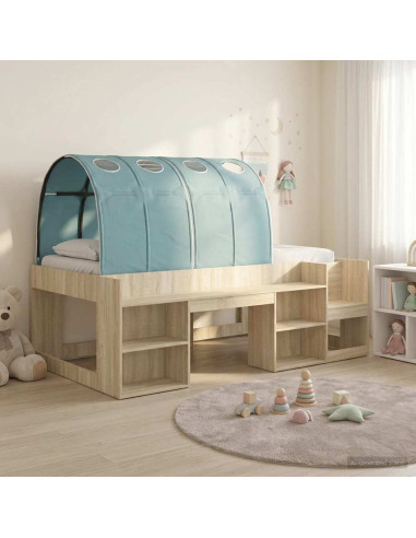 Letto con Tunnel con lo scaffale 3 pz Rovere Sonoma e Azzurro
