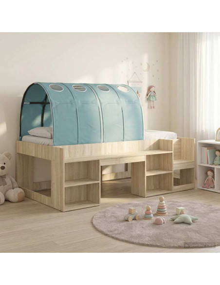Letto con Tunnel con lo scaffale 3 pz Rovere Sonoma e Azzurro