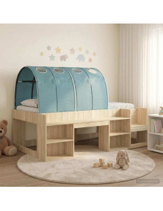 Letto con Tunnel con lo scaffale 3 pz Sonoma e Azzurro Chiaro