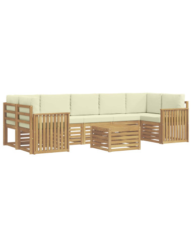 Set di divani da esterno 8 pcs Bianco e Crema Poliestere