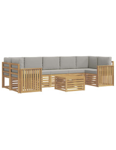 Set di divani da esterno 8 pcs Bianco e Grigio Chiaro 2