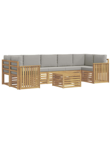 Set di divani da esterno 8 pcs Bianco e Grigio Chiaro