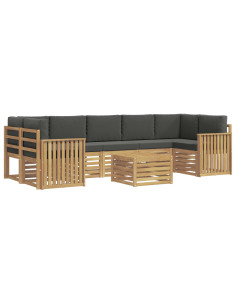 Set di divani da esterno 8 pcs Bianco e Antracite Poliestere 2