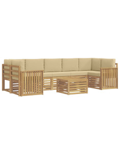 Set di divani da esterno 8 pcs Bianco e Beige Poliestere 2