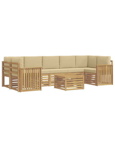 Set di divani da esterno 8 pcs Bianco e Beige Poliestere