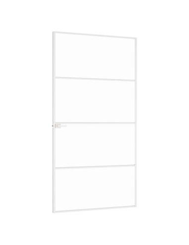 Porta Interna Bianca 102x201,5cm Vetro Temperato Alluminio Slim