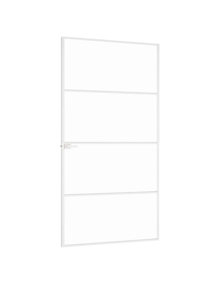 Porta Interna Bianca 102x201,5cm Vetro Temperato Alluminio Slim
