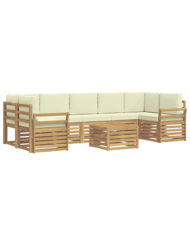 Set di divani da esterno 8 pcs Bianco e Crema Poliestere