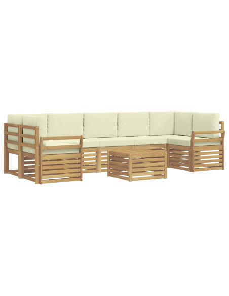 Set di divani da esterno 8 pcs Bianco e Crema Poliestere