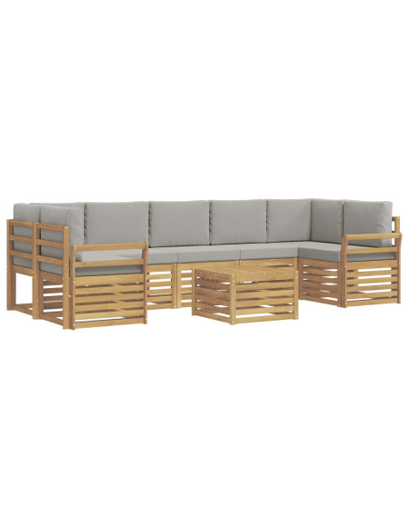 Set di divani da esterno 8 pcs Bianco e Grigio Chiaro