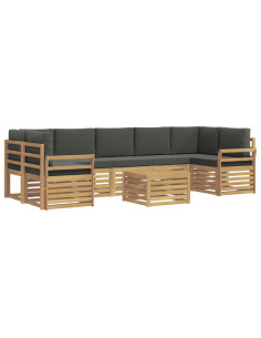 Set di divani da esterno 8 pcs Bianco e Antracite Poliestere 2