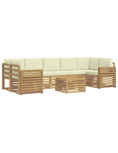 Set di divani da esterno 8 pcs Bianco e Crema Poliestere 2