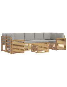 Set di divani da esterno 8 pcs Bianco e Grigio Chiaro 2