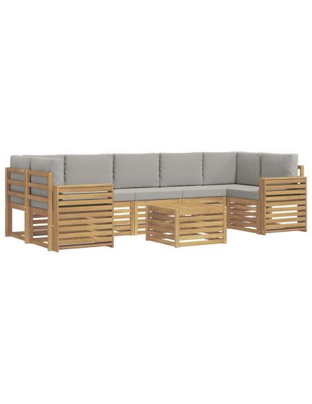 Set di divani da esterno 8 pcs Bianco e Grigio Chiaro