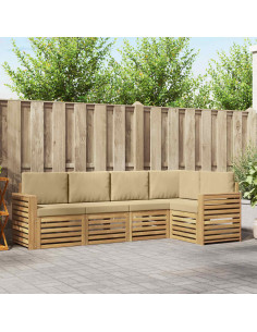 Set di divani da esterno 5 pcs Bianco e Beige