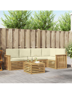 Set di divani da esterno 6 pcs Bianco e Crema 59 x 59 x 37 cm