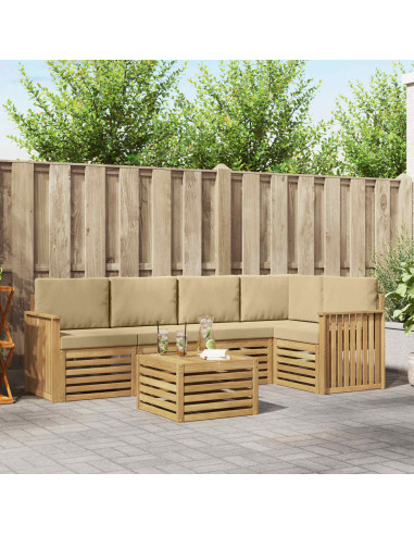 Set di divani da esterno 6 pcs Bianco e Beige 59 x 59 x 37 cm
