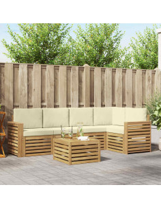 Set di divani da esterno 6 pcs Bianco e Crema 59 x 59 x 37 cm