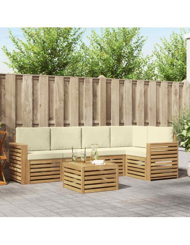 Set di divani da esterno 6 pcs Bianco e Crema 59 x 59 x 37 cm