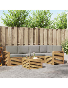 Set di divani da esterno 6 pcs Bianco e Grigio Chiaro