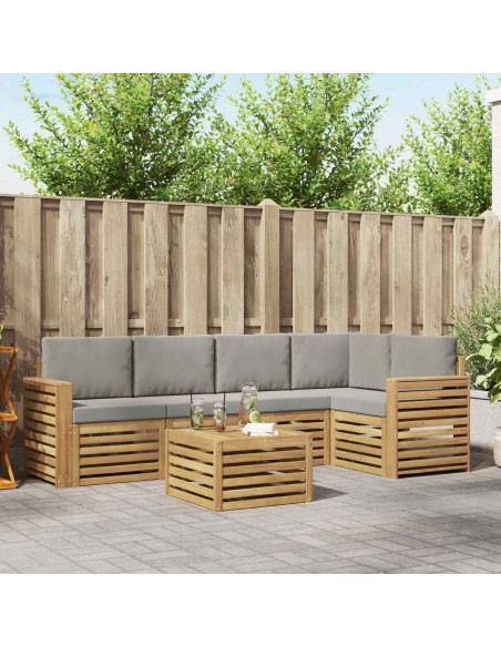 Set di divani da esterno 6 pcs Bianco e Grigio Chiaro