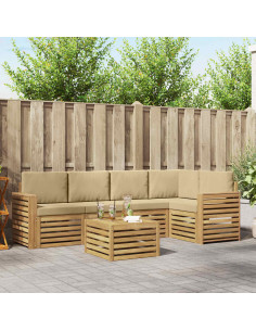 Set di divani da esterno 6 pcs Bianco e Beige 59 x 59 x 37 cm
