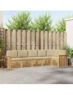 Set di divani da esterno 6 pcs Bianco e Beige