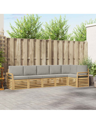 Set di divani da esterno 6 pcs Bianco e Grigio Chiaro