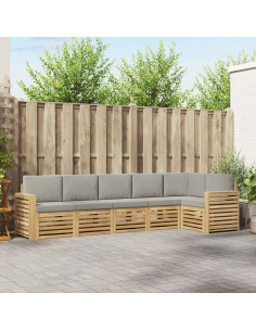 Set di divani da esterno 6 pcs Bianco e Grigio Chiaro