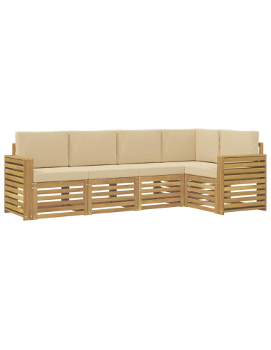 Set di divani da esterno 5 pcs Bianco e Beige