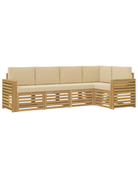 Set di divani da esterno 5 pcs Bianco e Beige