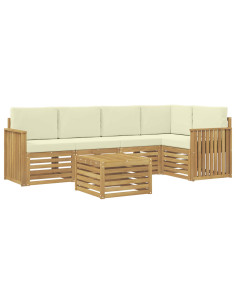 Set di divani da esterno 6 pcs Bianco e Crema 59 x 59 x 37 cm 2